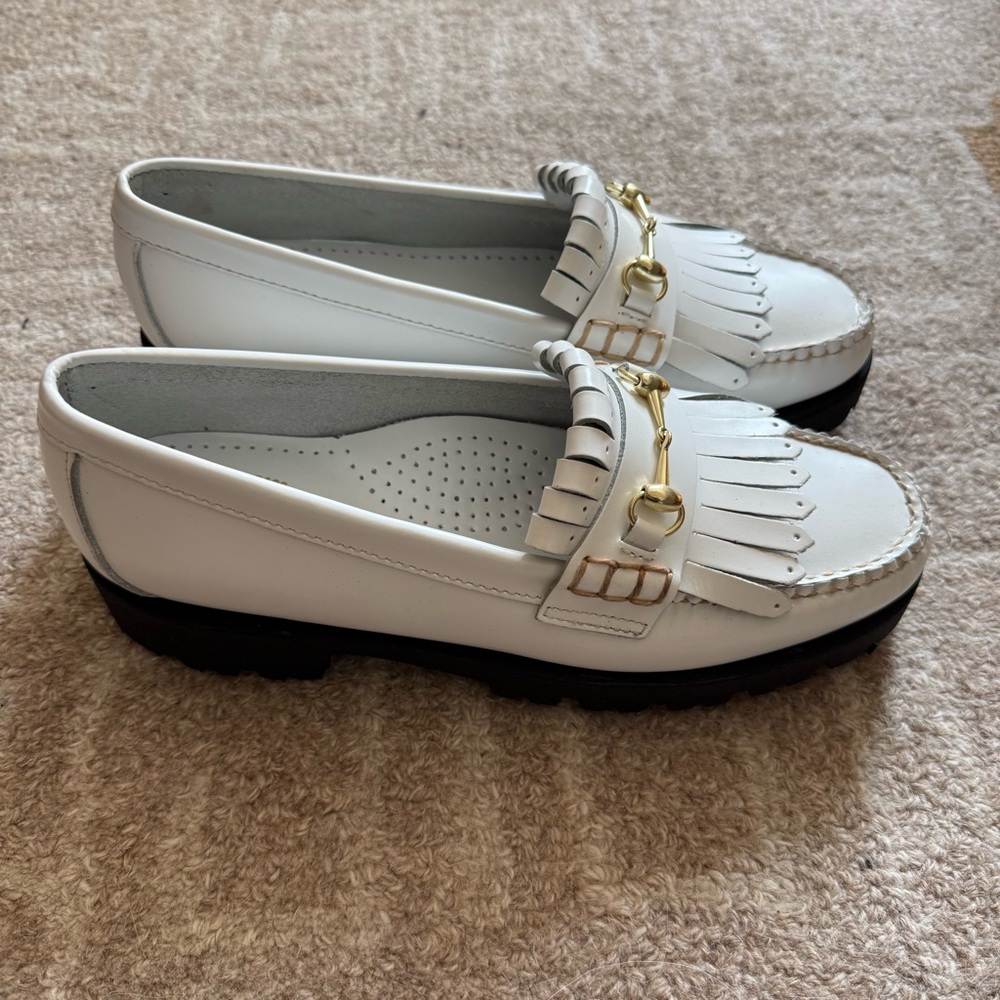 G.H. Bass Weejuns Lianna Bit Lug Loafer White Size 7.5 - Picture 3 of 8